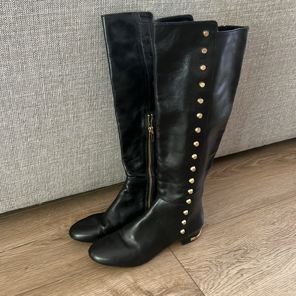 Michael Kors Gold Dot Flat Knee High Boots - size 6